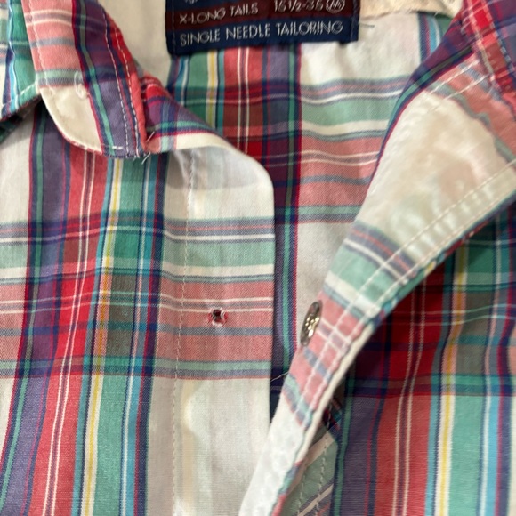 Vintage wrangler shirt mens medium red blue pearl snap  western rodeo cowboy 90s - Picture 4 of 14